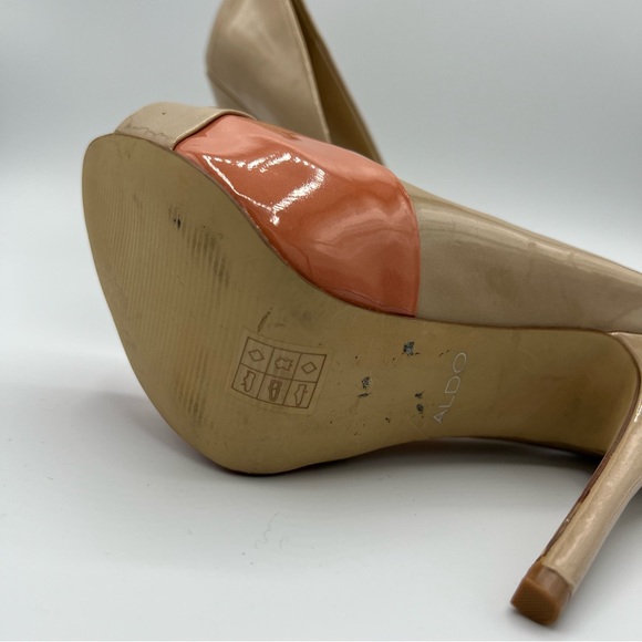 Women's Aldo High Heel Dress Shoe Cream / Beige and Coral US 7.5 - Picture 6 of 13